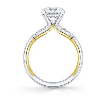 Yellow Gold Iconelle Quarterway Pinch Two Tone Engagement Ring - Corinne
