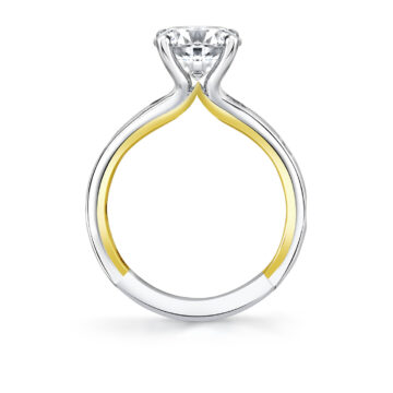 Yellow Gold Iconelle Flush Set Marquise Two Tone Engagement Ring - Lydia
