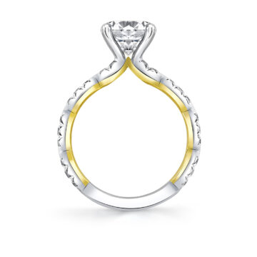 Yellow Gold Iconelle Two Tone Pinched Engagement Ring - Josephine
