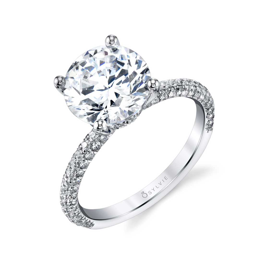 3 carat diamond engagement ring with pave setting