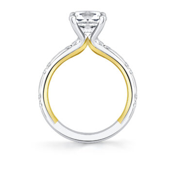 Yellow Gold Iconelle Two Tone Shell Flush Set Engagement Ring - Indie