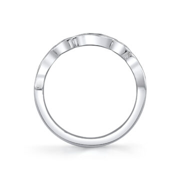 White Gold Tulira Alternating Diamond Leaf Wedding Ring