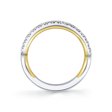 Yellow Gold Iconelle Halfway Pinch Two Tone Wedding Ring - Katya