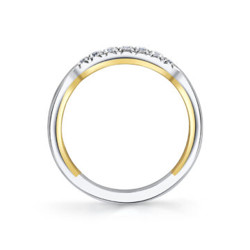Yellow Gold Iconelle Quarterway Pinch Two Tone Wedding Ring - Corinne