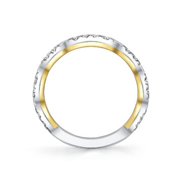 Yellow Gold Iconelle Two Tone Pinched Wedding Ring - Josephine