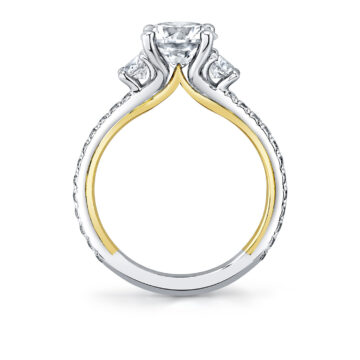 Yellow Gold Iconelle Two Tone Three Stone Engagement Ring - Marie