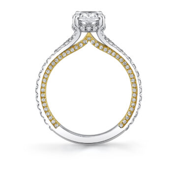Yellow Gold Iconelle Shell Taper Two Tone Engagement Ring - Leia