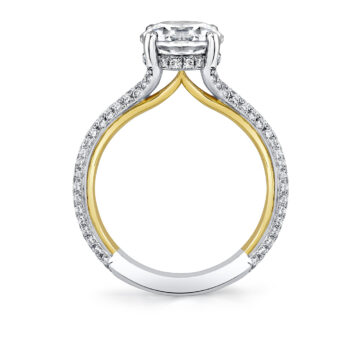 Yellow Gold Iconelle Micropavé Hidden Halo Two Tone Engagement Ring - Xandra
