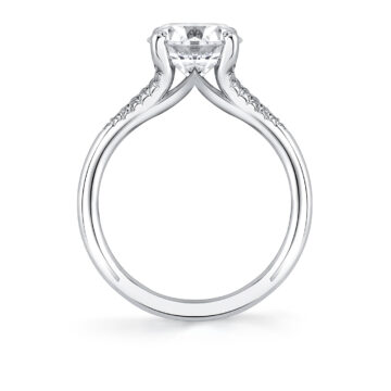 White Gold Round Cut Iconelle Shell Tip Shell Taper Engagement Ring - Fallyn
