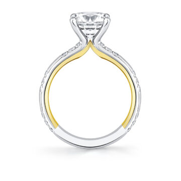 Yellow Gold Iconelle Flush Set Diamond Trios Two Tone Engagement Ring - Zelda