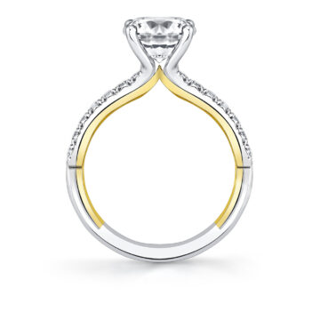 Yellow Gold Iconelle Halfway Pinch Two Tone Engagement Ring - Katya