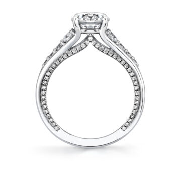 White Gold Iconelle Dual Band Graduated Diamond Engagement Ring - Irene