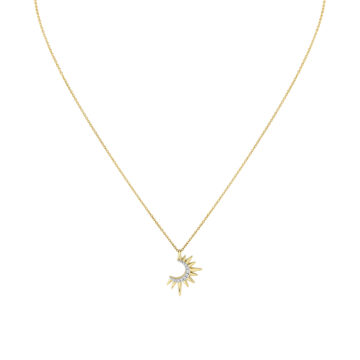 Yellow Gold Solaz Open Sun Diamond Necklace