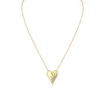 Yellow Gold Solaz Diamond Sun Rays Heart Necklace