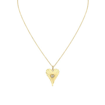 Yellow Gold Linéaire Fine Line Diamond Heart Pendant