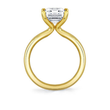 Yellow Gold Emerald Cut Wide Band Solitaire Engagement Ring - Mila
