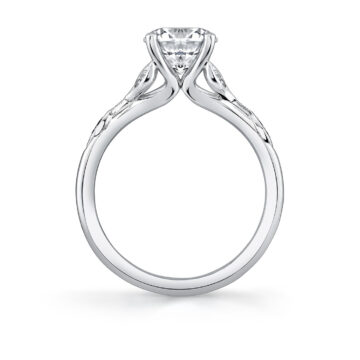 White Gold Tulira Diamond Leaf and Vine Engagement Ring - Lotus