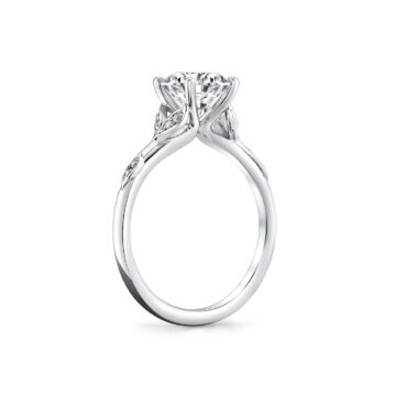 White Gold Tulira Diamond Leaf and Vine Engagement Ring - Lotus