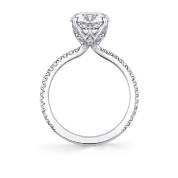White Gold Tulira Diamond Petal Prong Engagement Ring - Jasmine