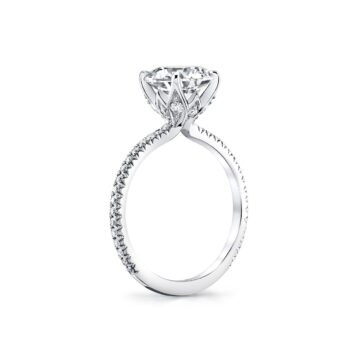 White Gold Tulira Diamond Petal Prong Engagement Ring - Jasmine