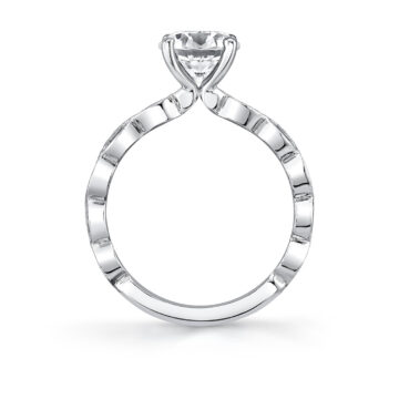 White Gold Tulira Leaf Inspired Engagement Ring - Ivy