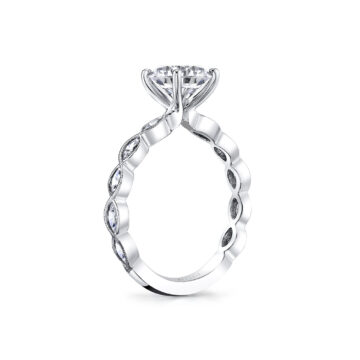 White Gold Tulira Leaf Inspired Engagement Ring - Ivy