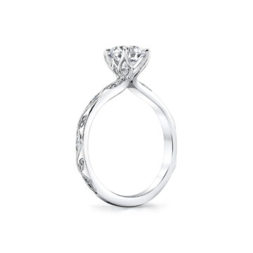White Gold Tulira Vine Inspired Engagement Ring - Rhodes