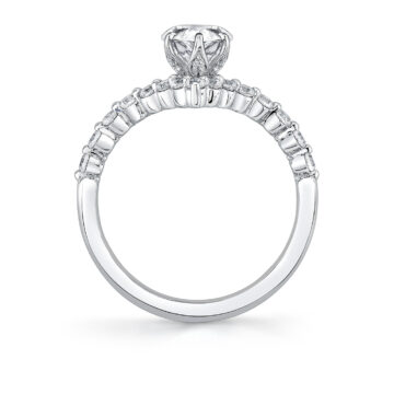 White Gold Tulira Curved Shared Prong Engagement Ring - Maisy