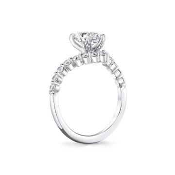 White Gold Tulira Curved Shared Prong Engagement Ring - Maisy