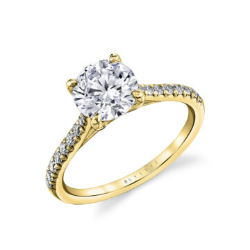 White Gold Tulira Vine Prong Engagement Ring - Terra