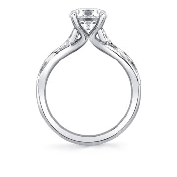 White Gold Tulira Bezel Petal and Leaf Engagement Ring - Briony