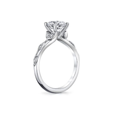 White Gold Tulira Bezel Petal and Leaf Engagement Ring - Briony
