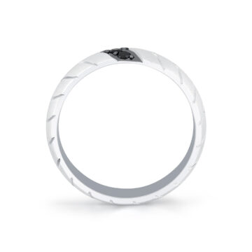White Gold Shell Apex Brushed Men’s Band with Black Diamonds - Ian