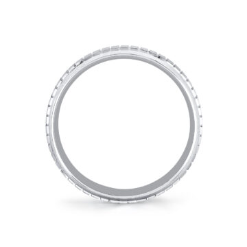 White Gold Heritage Brushed Ridged Men’s Band - Jude