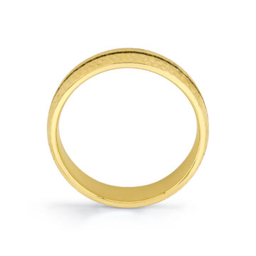 Yellow Gold Heritage Hammered Men’s Band with Black Diamonds - Brooks