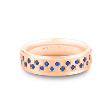 White Gold Heritage Brushed Gemstone Men’s Band - Marcus