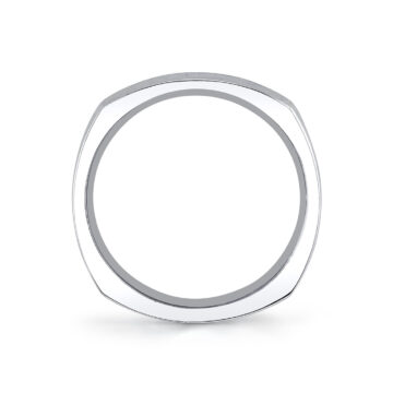 White Gold Heritage Brushed Squared Men’s Band - Enzo