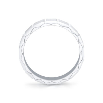 White Gold Fluted Shell Geometric Brushed Men’s Band - Benedict