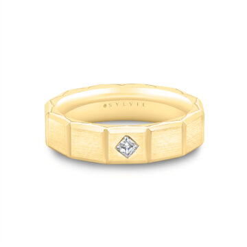 White Gold Fluted Shell Geometric Brushed Men’s Band - Charles