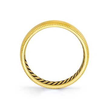 Yellow Gold Shell Apex Brushed Men’s Band with Milgrain Detailing - Edward