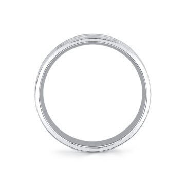 White Gold Heritage Brushed Grooved Men’s Band - Declan