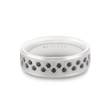 Yellow Gold Heritage Brushed Black Diamond Men’s Band - Beau