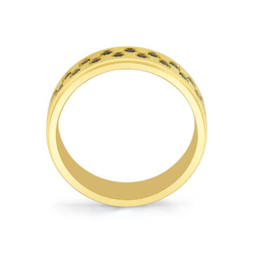 Yellow Gold Heritage Brushed Black Diamond Men’s Band - Beau