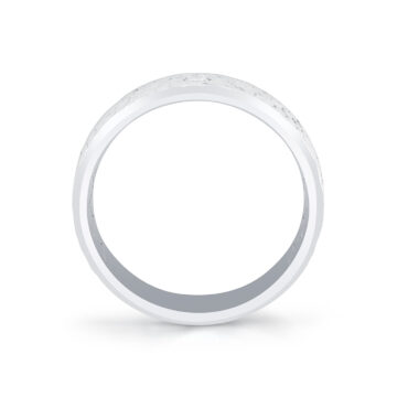 White Gold Shell Ascend Hammered Diamond Men’s Band - Nicolas