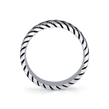 White Gold Shell Apex Engraved Men’s Band - Myles