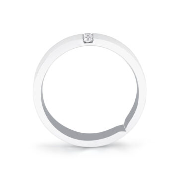 White Gold Legacy Shell Brushed Baguette Men’s Band - Beckham