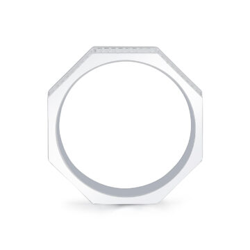 White Gold Shell Apex Octagonal Engraved Men’s Band - Gavin
