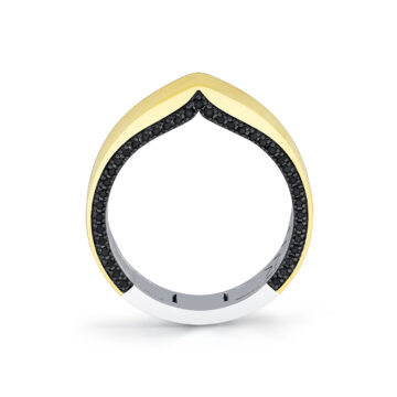 Yellow Gold Shell Iconelle Two Tone Black Diamond Men’s Band - Henri