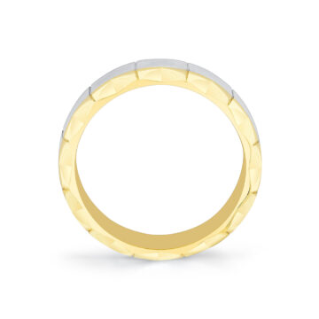 Yellow Gold Fluted Shell Two Tone Brushed Men’s Band - Francis