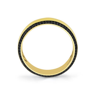 Yellow Gold Shell Apex Brushed Black Diamond Men’s Band - Jax
